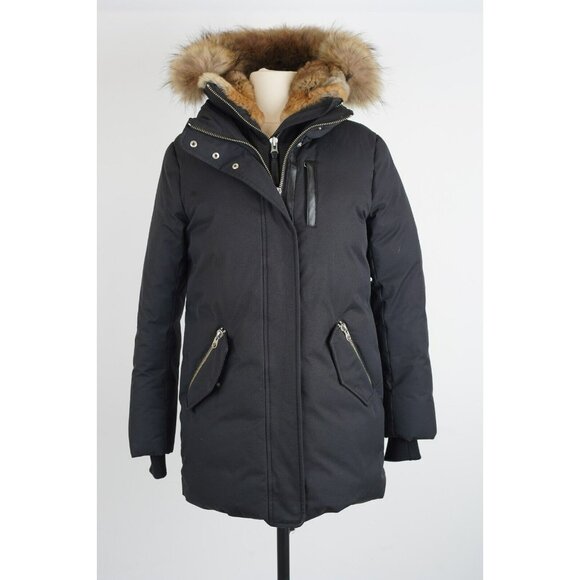Mackage Marla Leather-Trim Down Coat in Black SZ Small Petite
